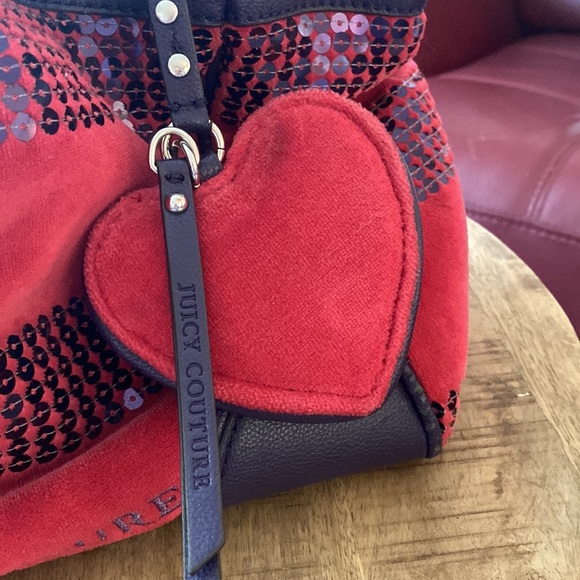 Juicy Couture Bag Sequin Red Purple Heart - Picture 3 of 10